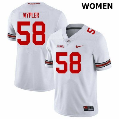 NCAA Ohio State Buckeyes Women's #58 Luke Wypler White Nike Football College Jersey ZJU3645DR